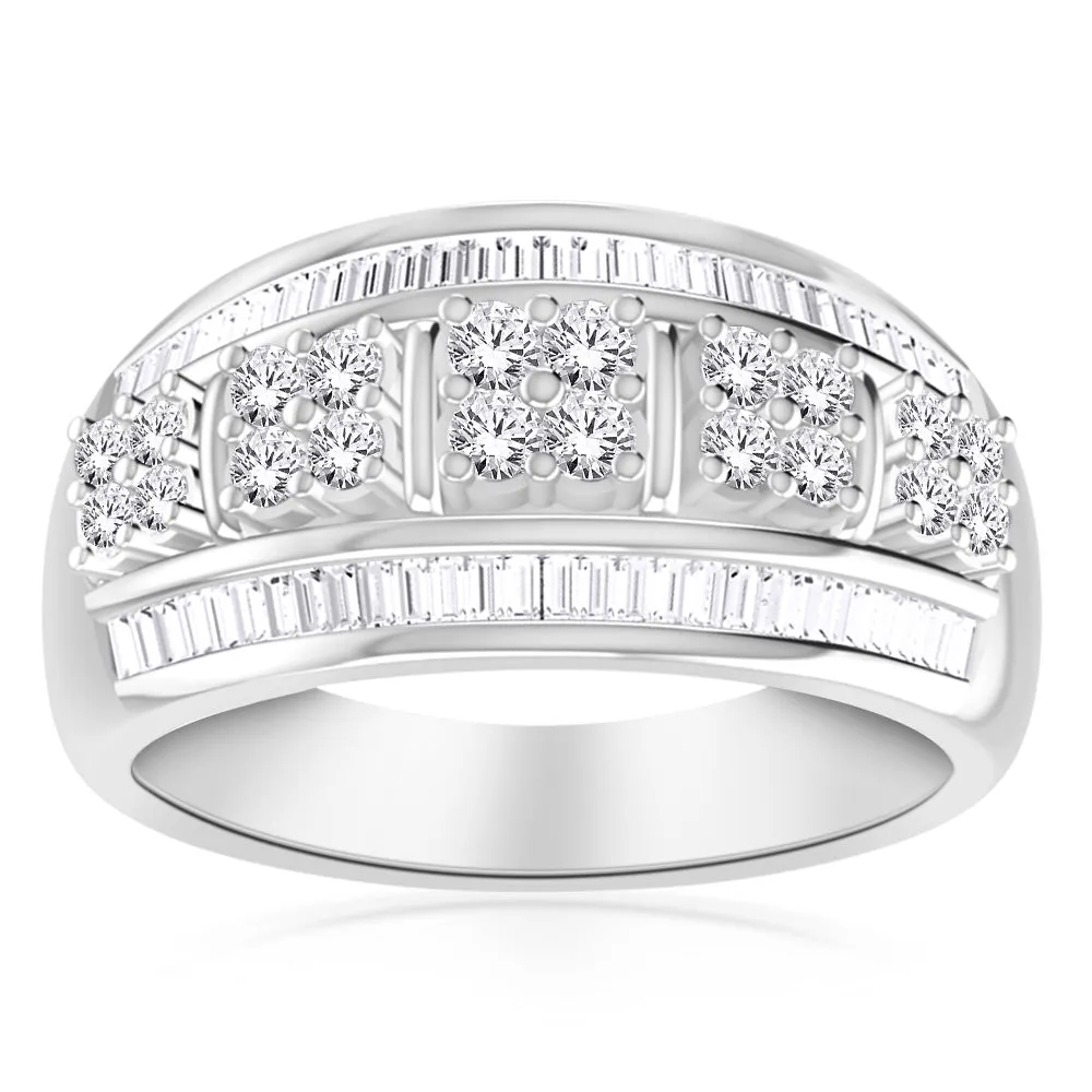 10ct White Gold 1 Carat Diamond Dress Ring