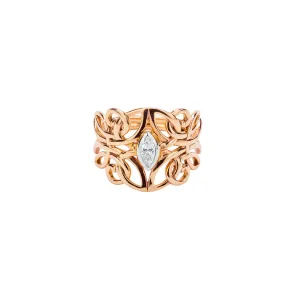 10k Rose and White Gold Certified Lab Grown Diamond Guardian Angel Ring