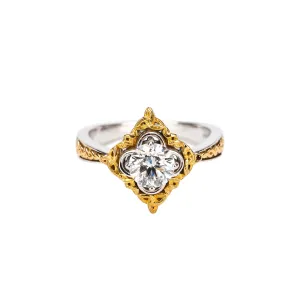 10k White and Yellow Gold and 1ct Moissanite Celestial Ring