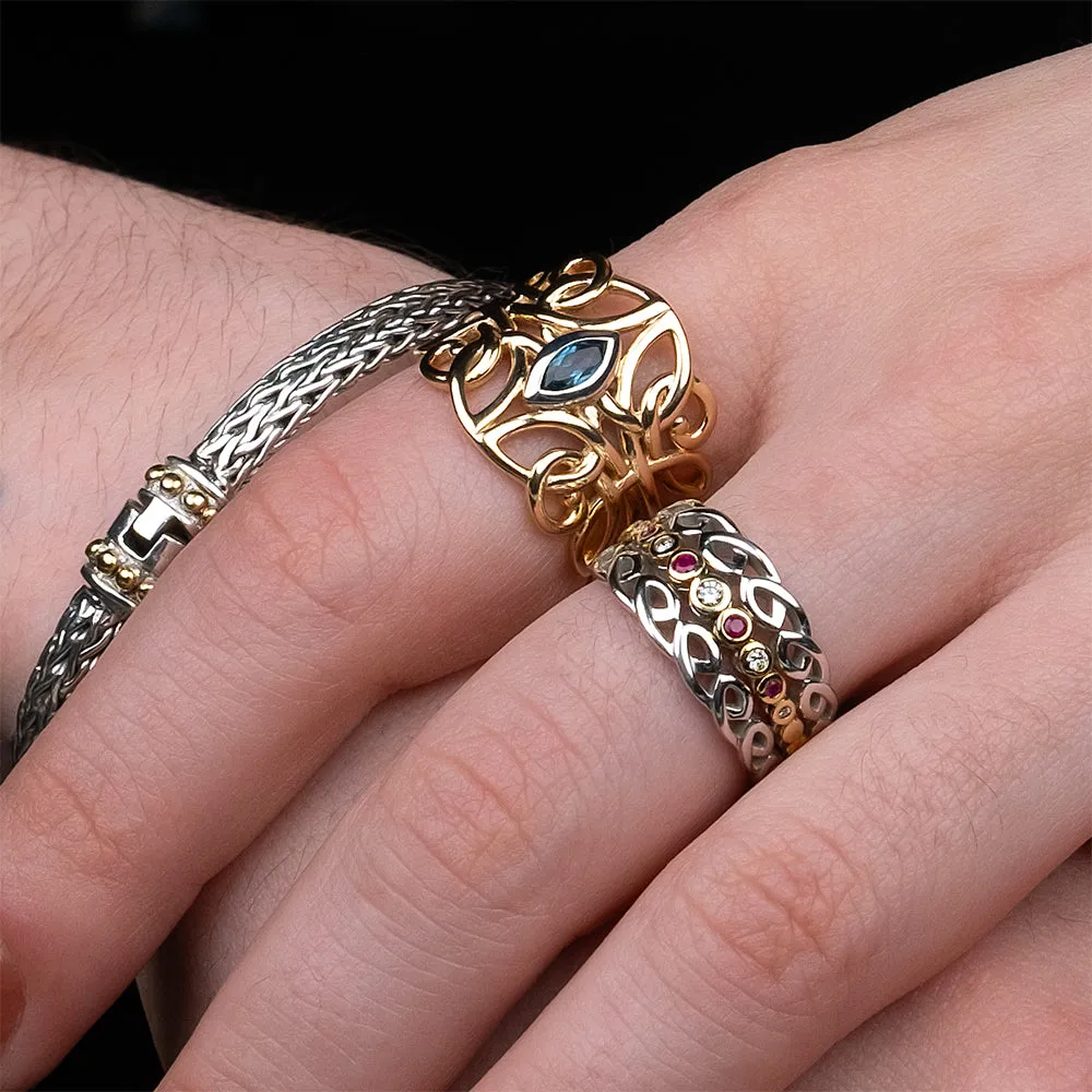 10k Yellow and White Gold London Blue Topaz Guardian Angel Ring