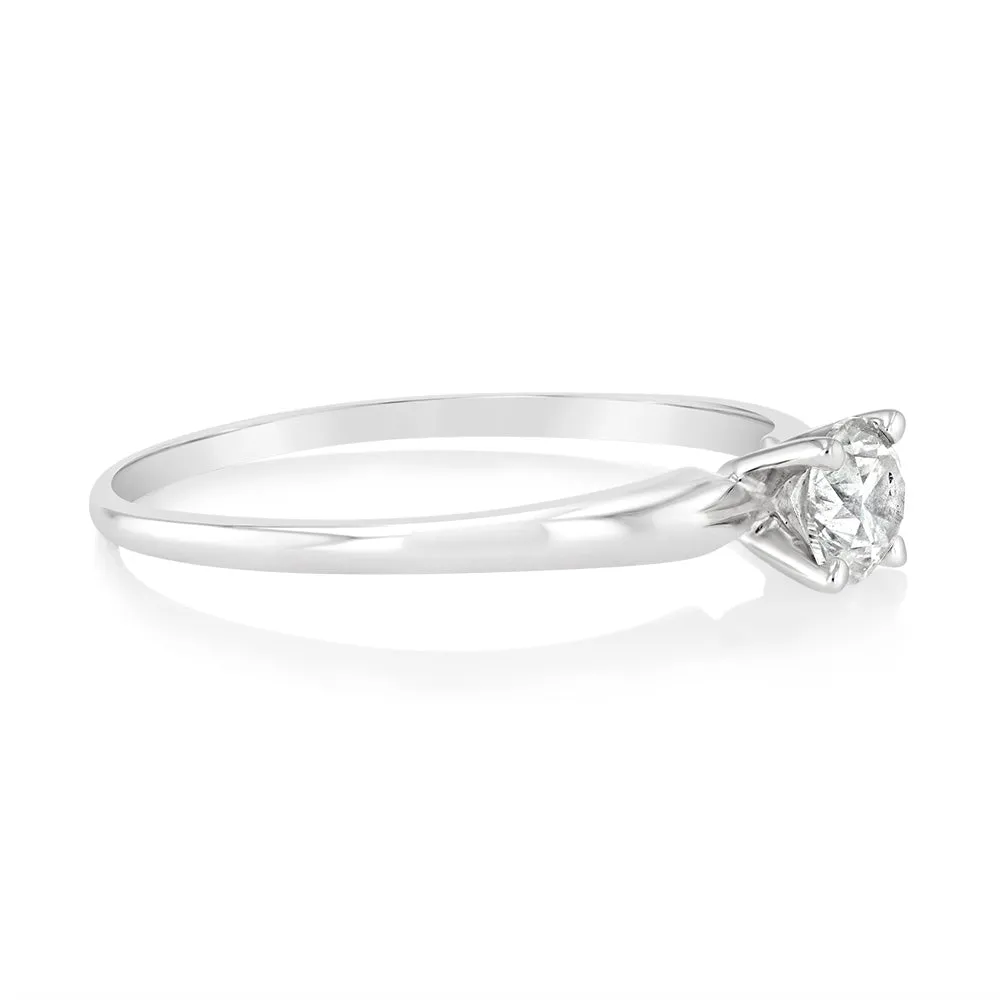 14ct White Gold Solitaire Ring With 50 Point Brilliant Cut Diamond