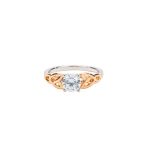 14k White and Rose Gold 1 ct Moissanite Trinity Ring