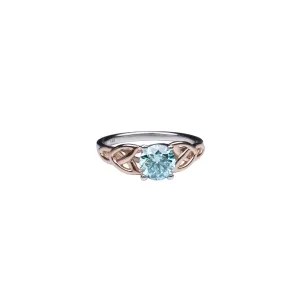 14k White and Rose Gold 1.2ct Blue Moissanite Trinity Ring