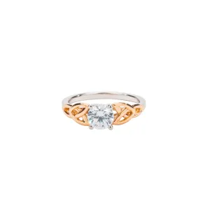 14k White and Rose Gold 1.2ct Moissanite Trinity Ring