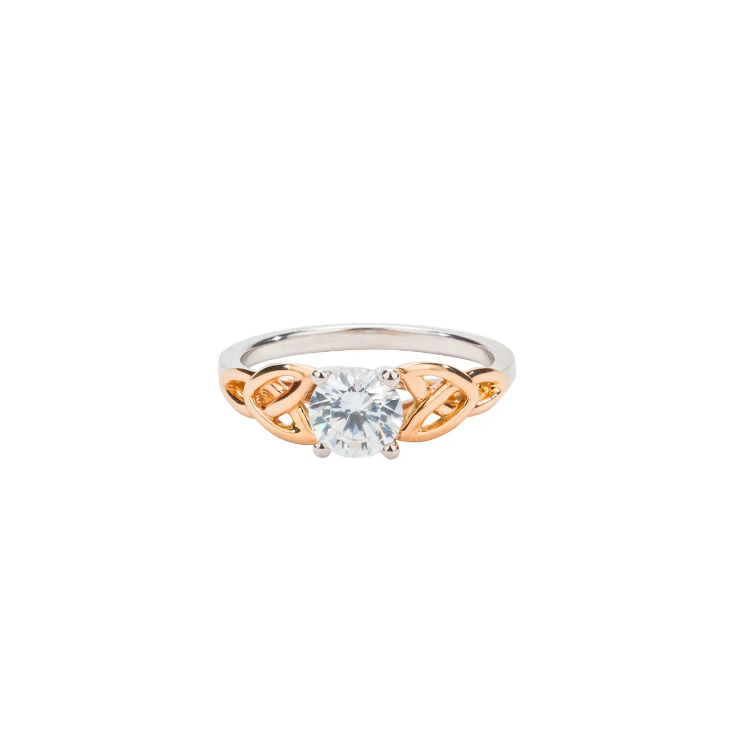 14k White and Rose Gold 1.2ct Moissanite Trinity Ring