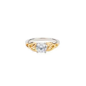 14k White and Yellow Gold 1.2ct Moissanite Trinity Ring