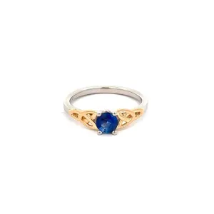 14k White and Yellow Gold with 0.55ct Blue Sapphire Trinity Ring