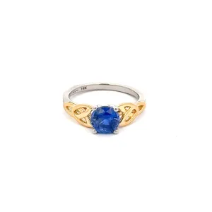 14k White and Yellow Gold with 1.53ct Blue Sapphire Trinity Ring