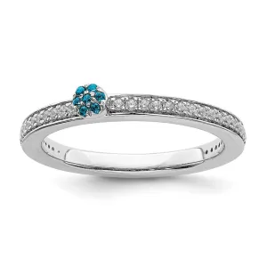 14k White Gold Stackable Expressions Blue Topaz and Diamond Ring | SK2087