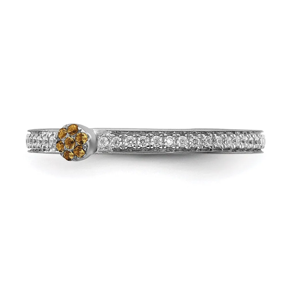 14k White Gold Stackable Expressions Citrine and Diamond Ring | SK2086