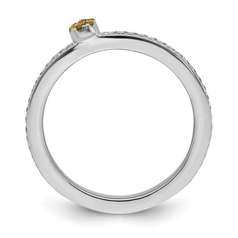 14k White Gold Stackable Expressions Citrine and Diamond Ring | SK2086