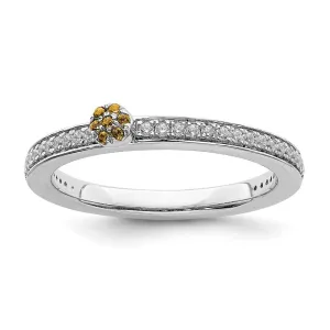 14k White Gold Stackable Expressions Citrine and Diamond Ring | SK2086