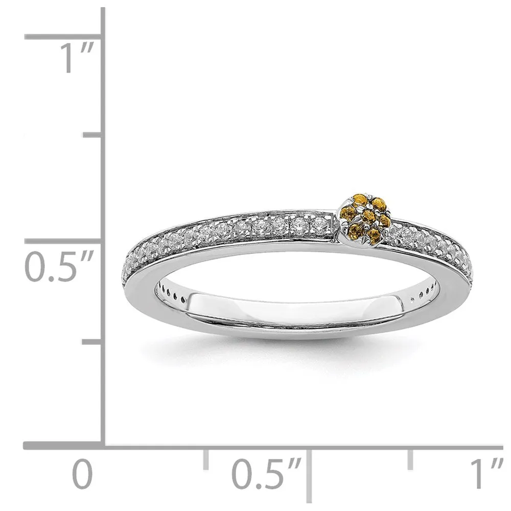 14k White Gold Stackable Expressions Citrine and Diamond Ring | SK2086