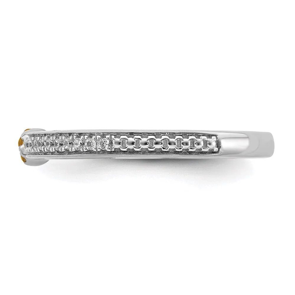 14k White Gold Stackable Expressions Citrine and Diamond Ring | SK2086