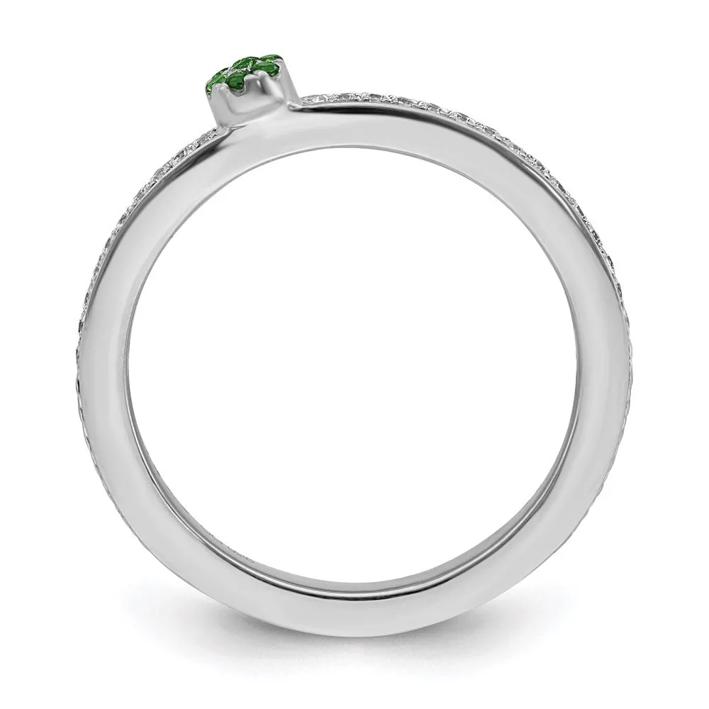 14k White Gold Stackable Expressions Created Emerald/Diamond Ring | SK2080