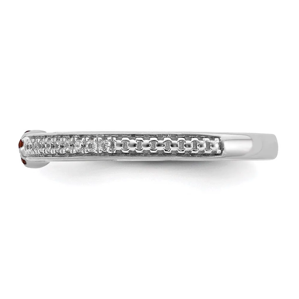 14k White Gold Stackable Expressions Created Ruby and Diamond Ring | SK2082