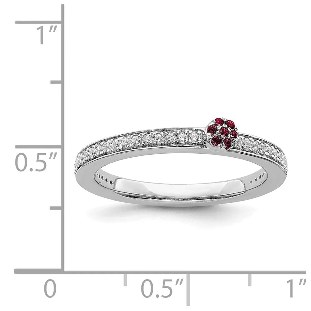 14k White Gold Stackable Expressions Created Ruby and Diamond Ring | SK2082