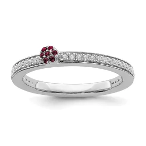 14k White Gold Stackable Expressions Created Ruby and Diamond Ring | SK2082