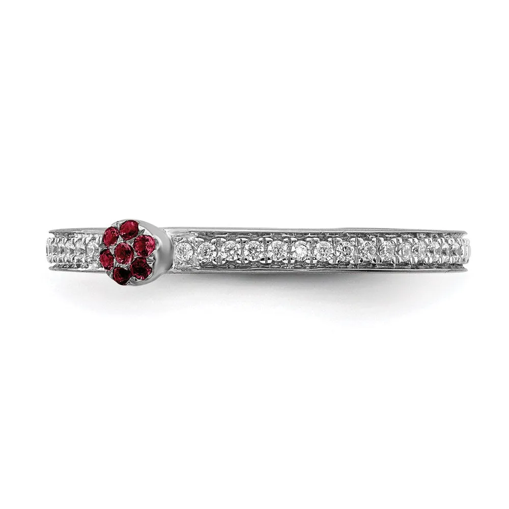14k White Gold Stackable Expressions Created Ruby and Diamond Ring | SK2082