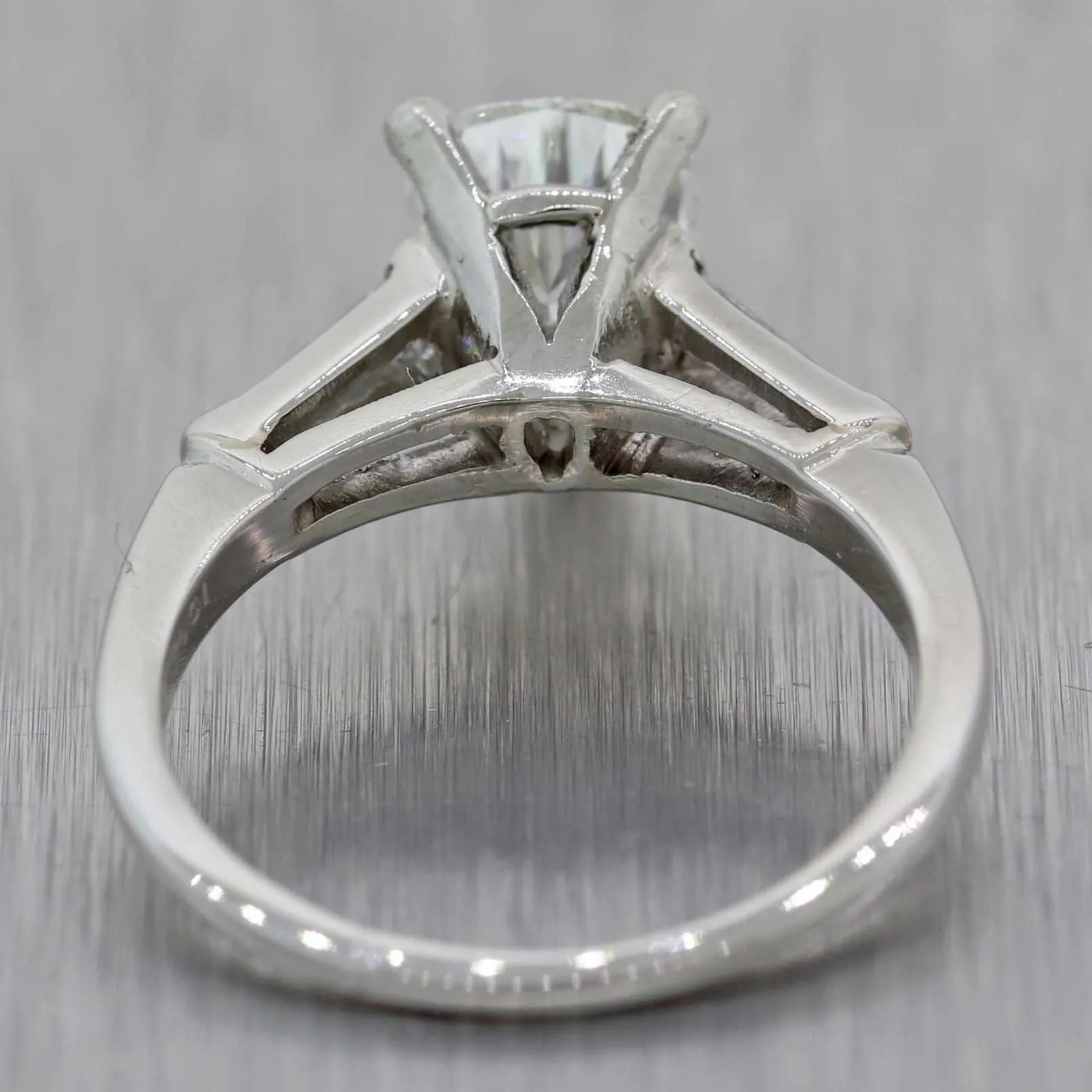 1.51ct Pear Shape Platinum Tapered Baguette 1.61ctw GIA Diamond Engagement Ring