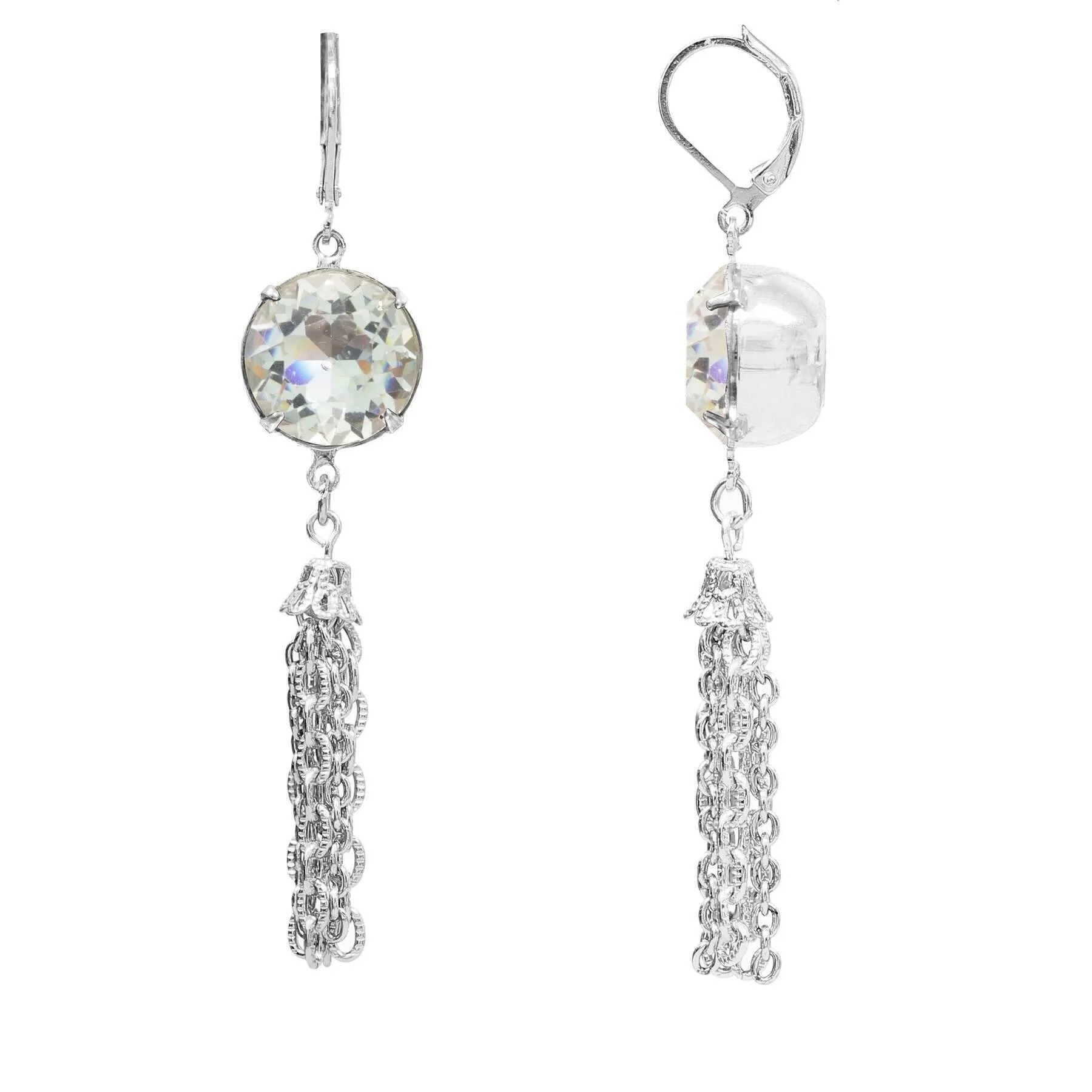 2028 Jewelry Round Austrian Crystal Tassel Earrings