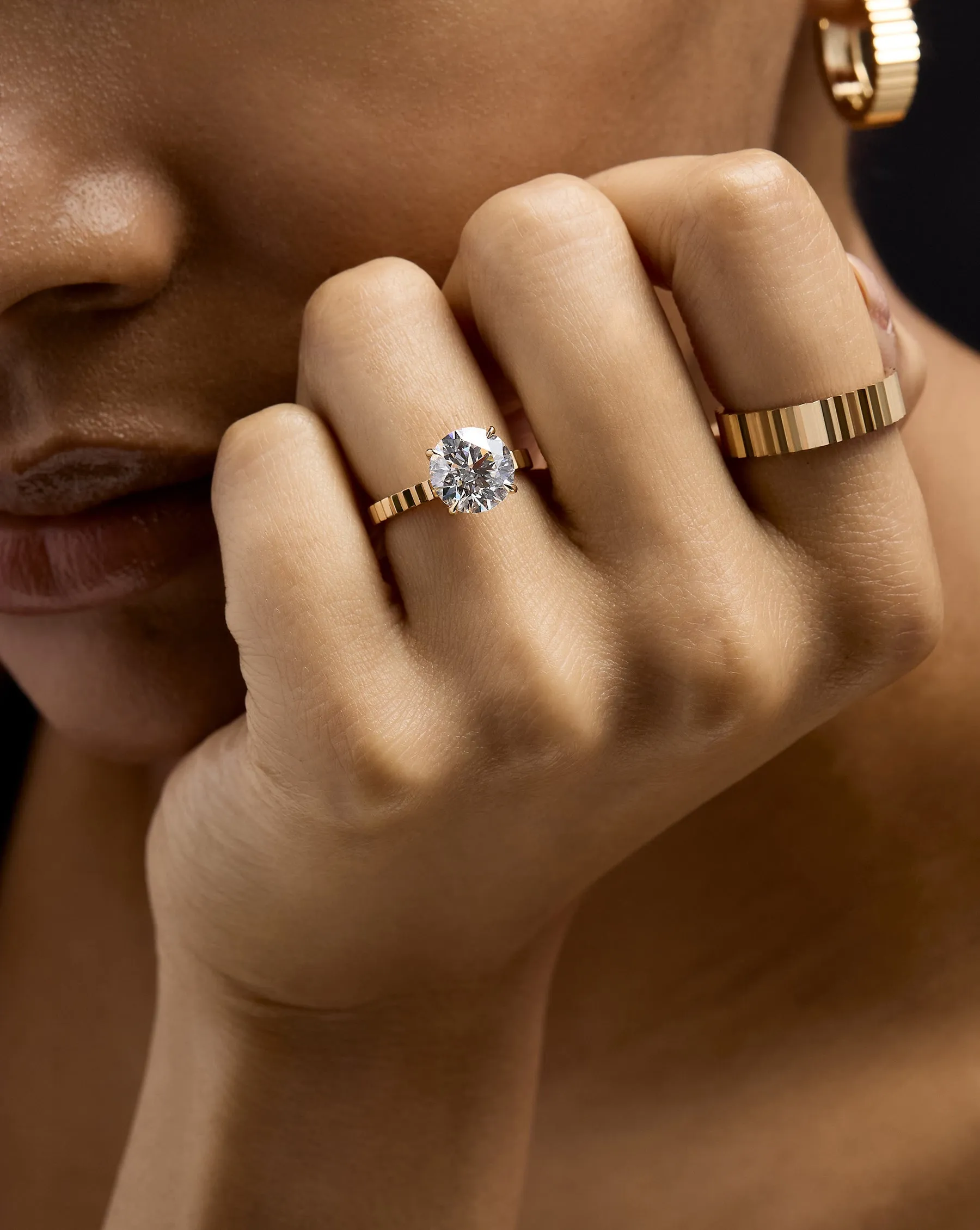 3.02 Lab Grown Round Brilliant Fluted Solitaire