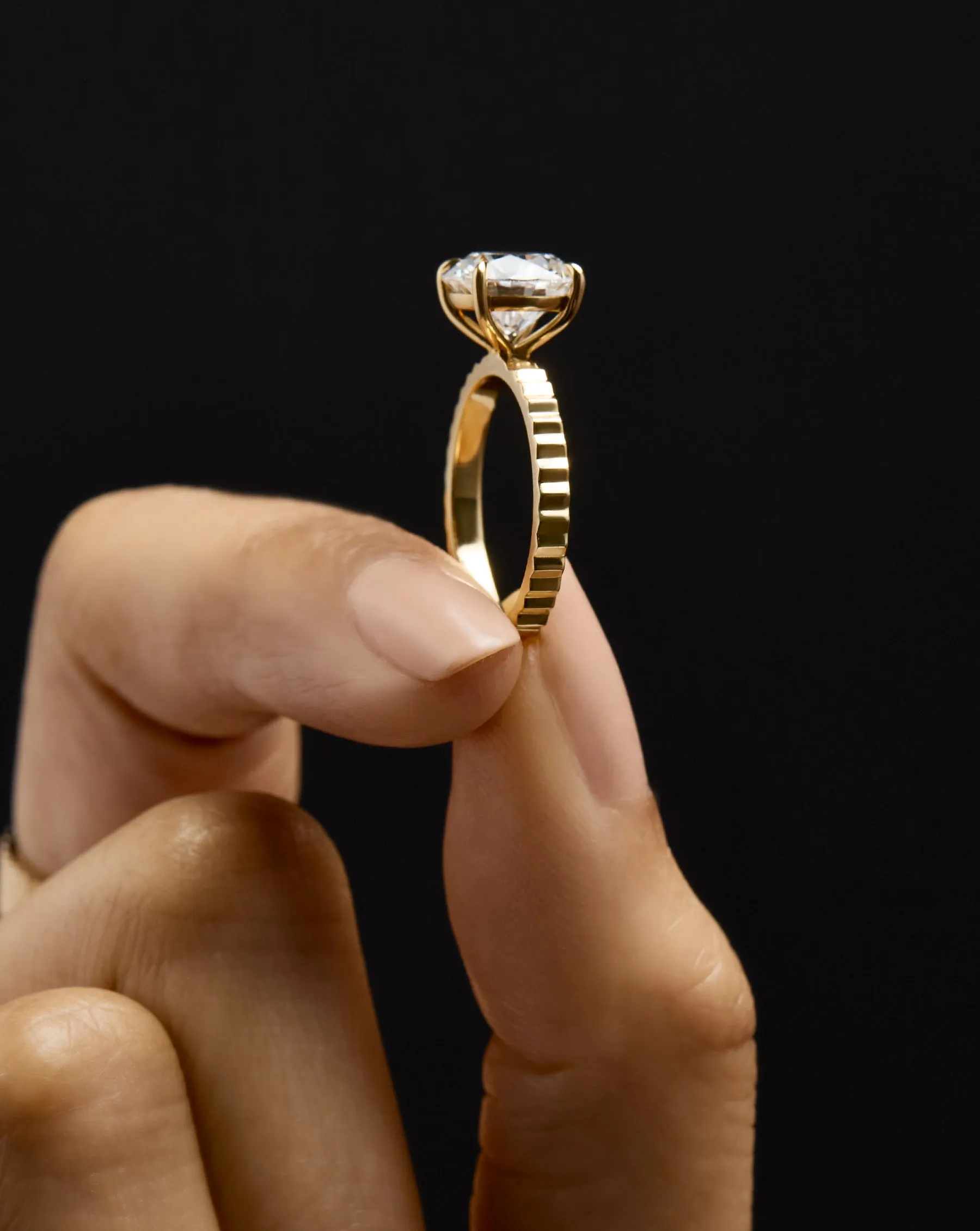 3.02 Lab Grown Round Brilliant Fluted Solitaire