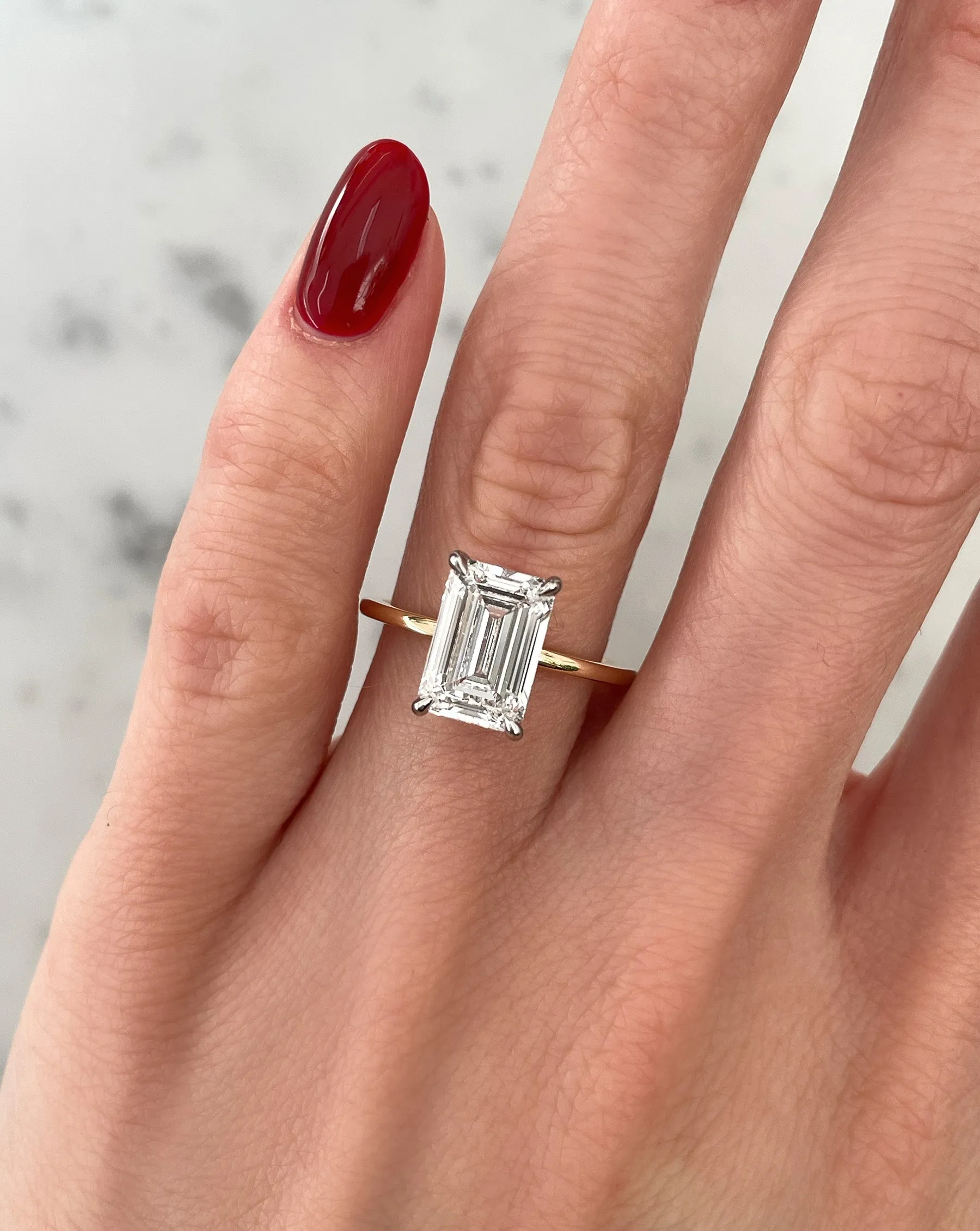 3.10 Lab Grown Emerald Whisper Thin® Hidden Halo