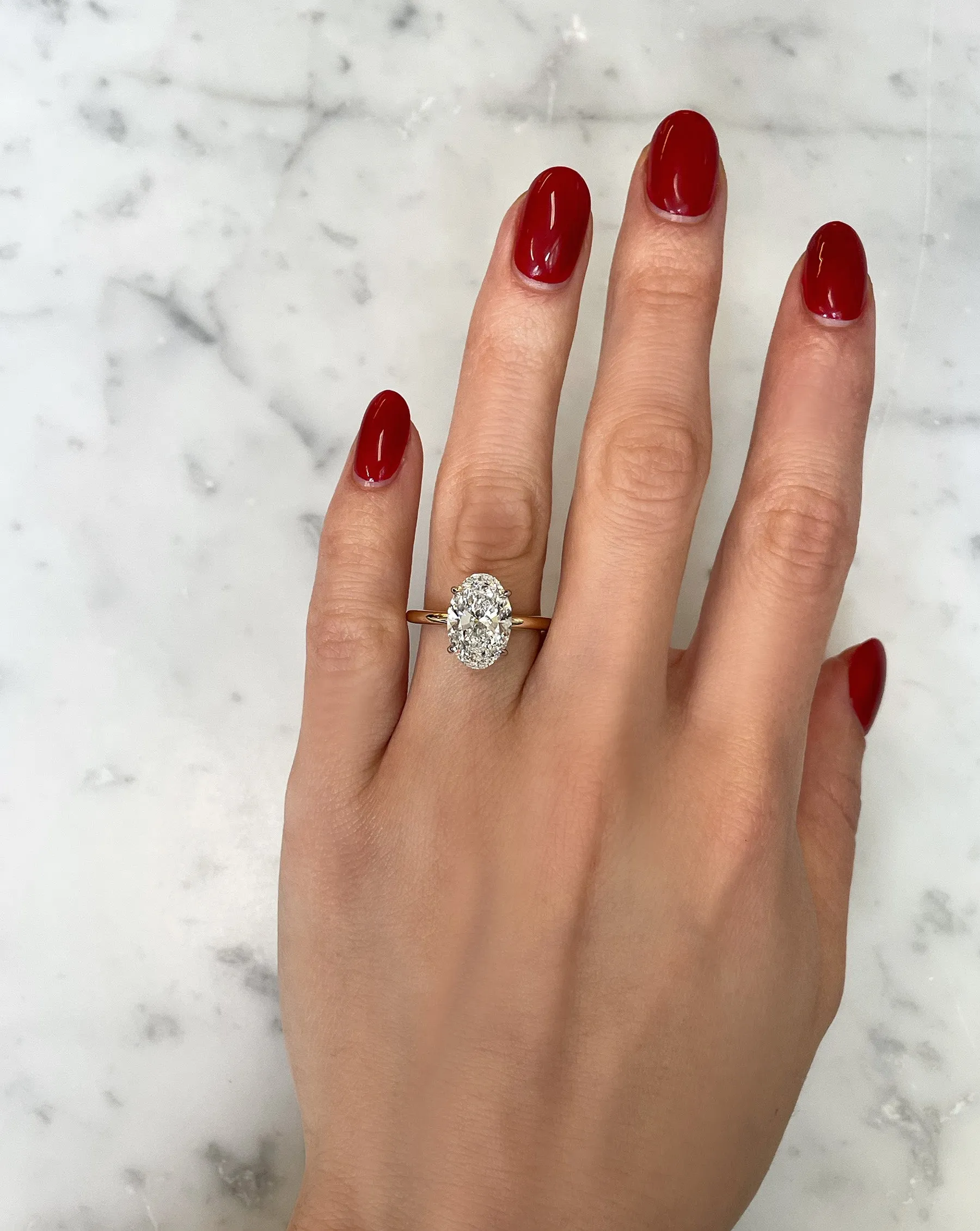 3.43 Lab Grown Oval Cloud Solitaire Hidden Halo