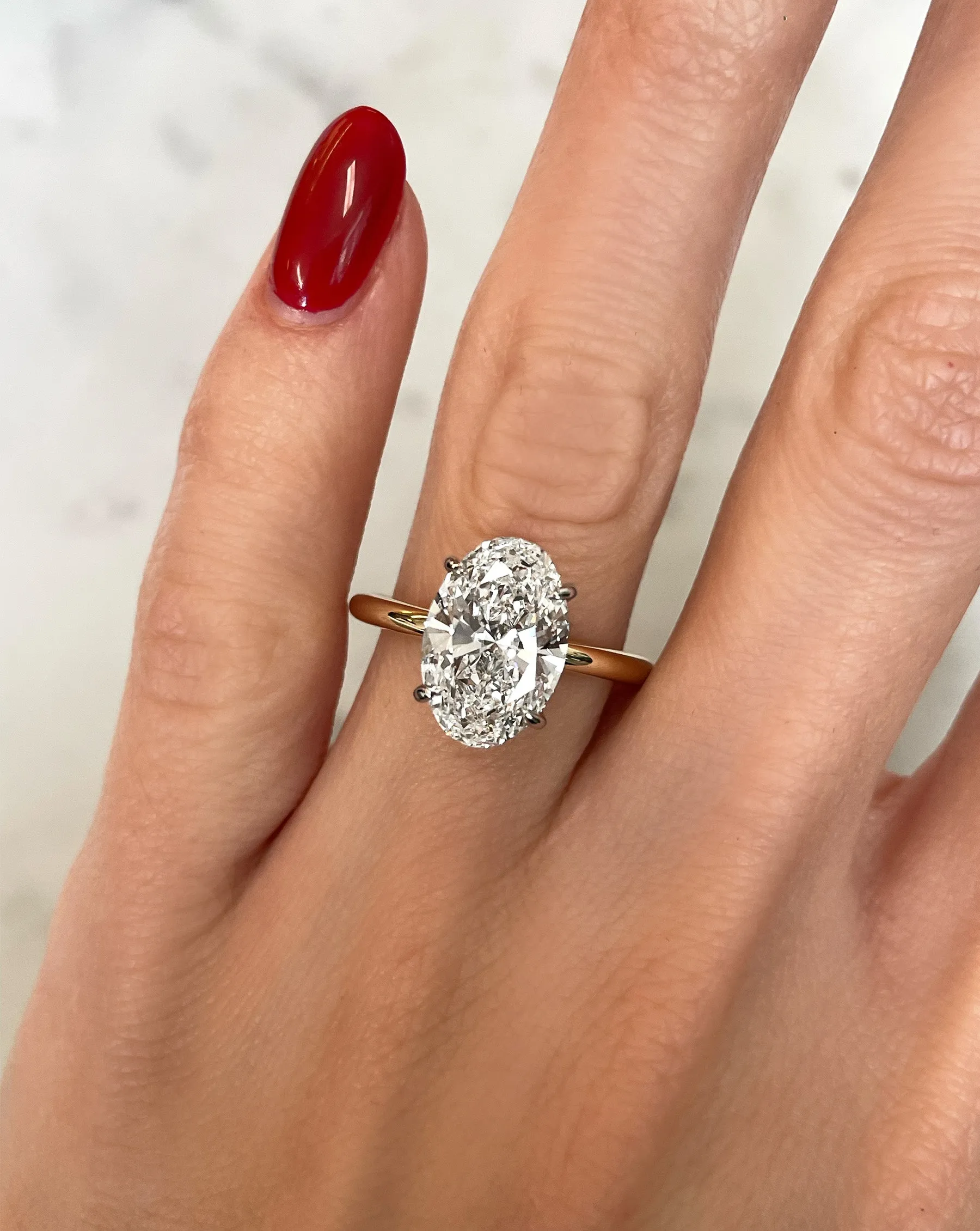3.43 Lab Grown Oval Cloud Solitaire Hidden Halo