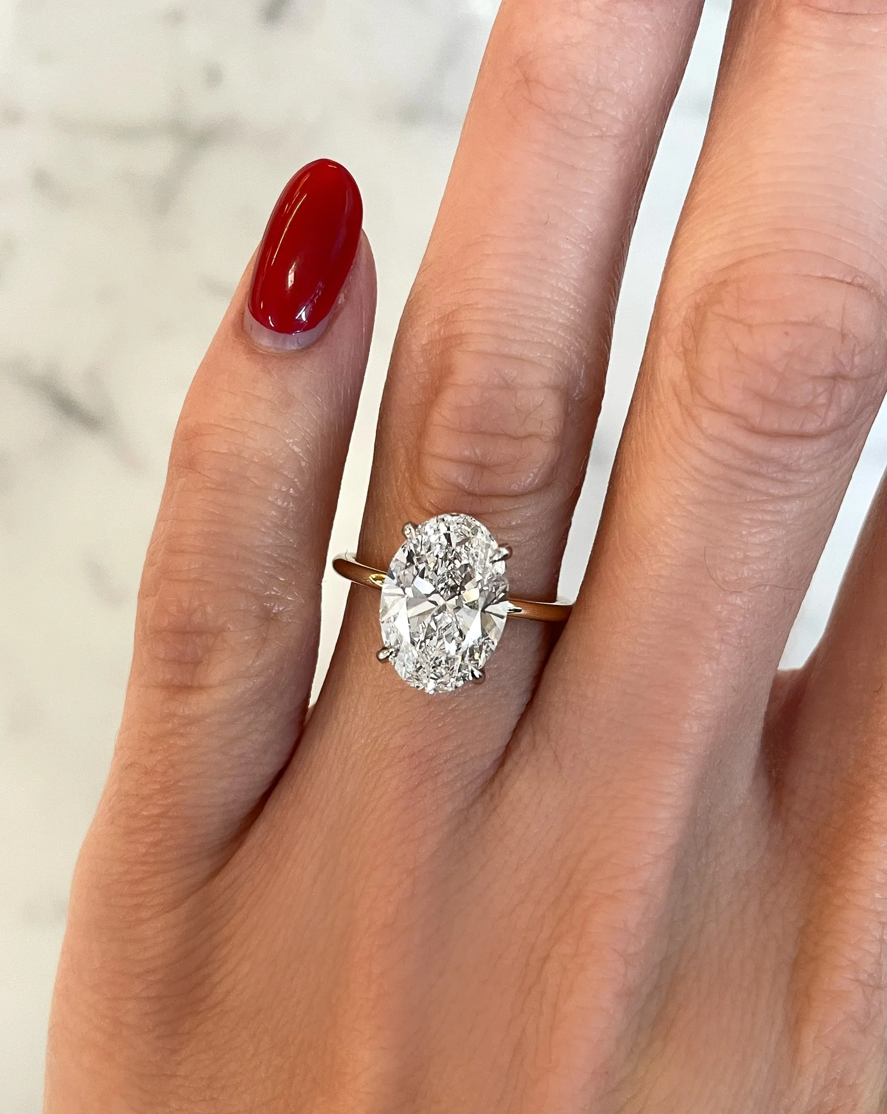 3.71 Lab Grown Oval Whisper Thin® Hidden Halo