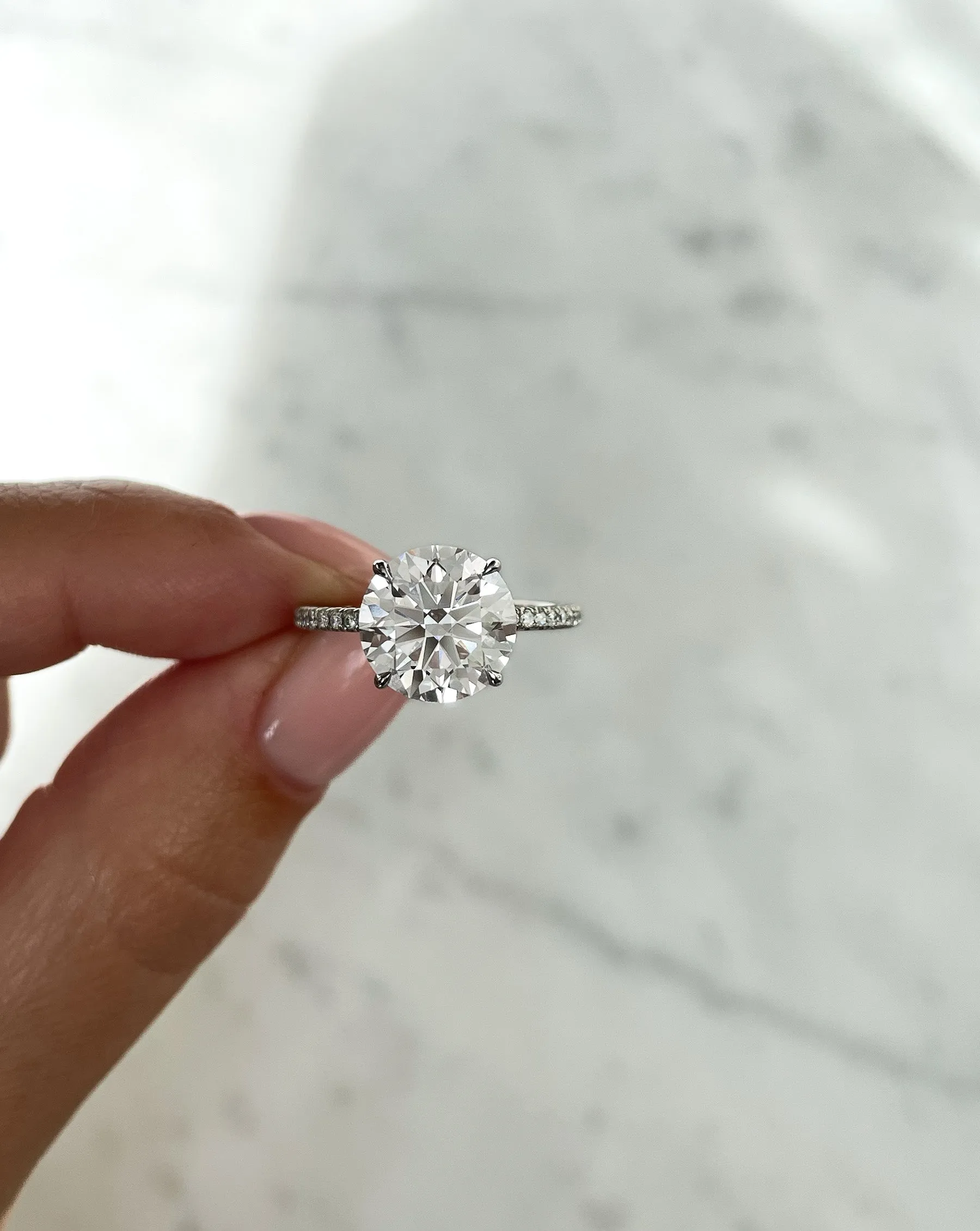 4.01 Lab Grown Round Brilliant Whisper Thin® Pavé