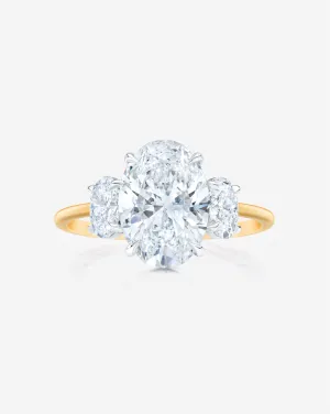 4.04 Lab Grown Oval Whisper Thin® Three Stone with Ovals