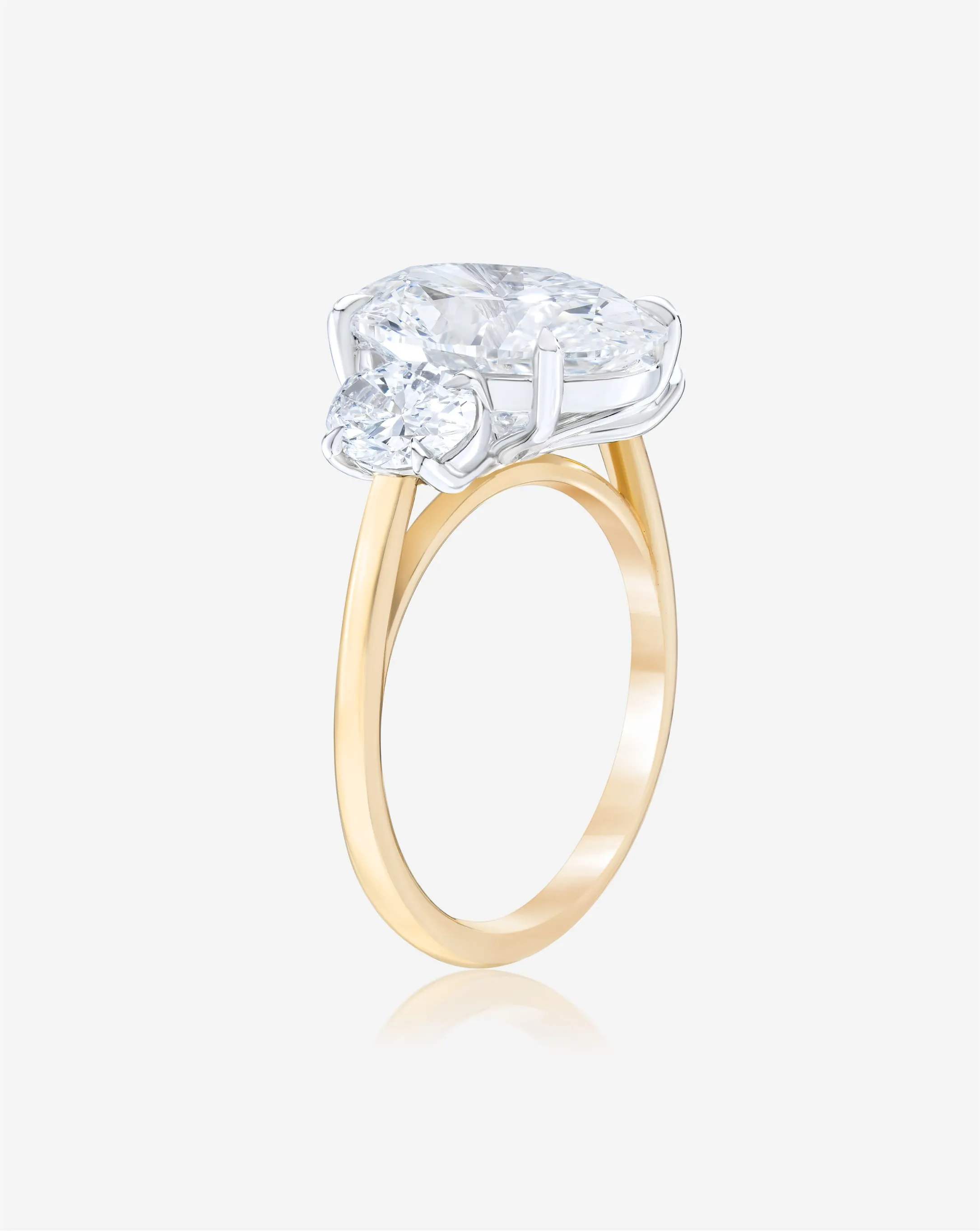 4.04 Lab Grown Oval Whisper Thin® Three Stone with Ovals