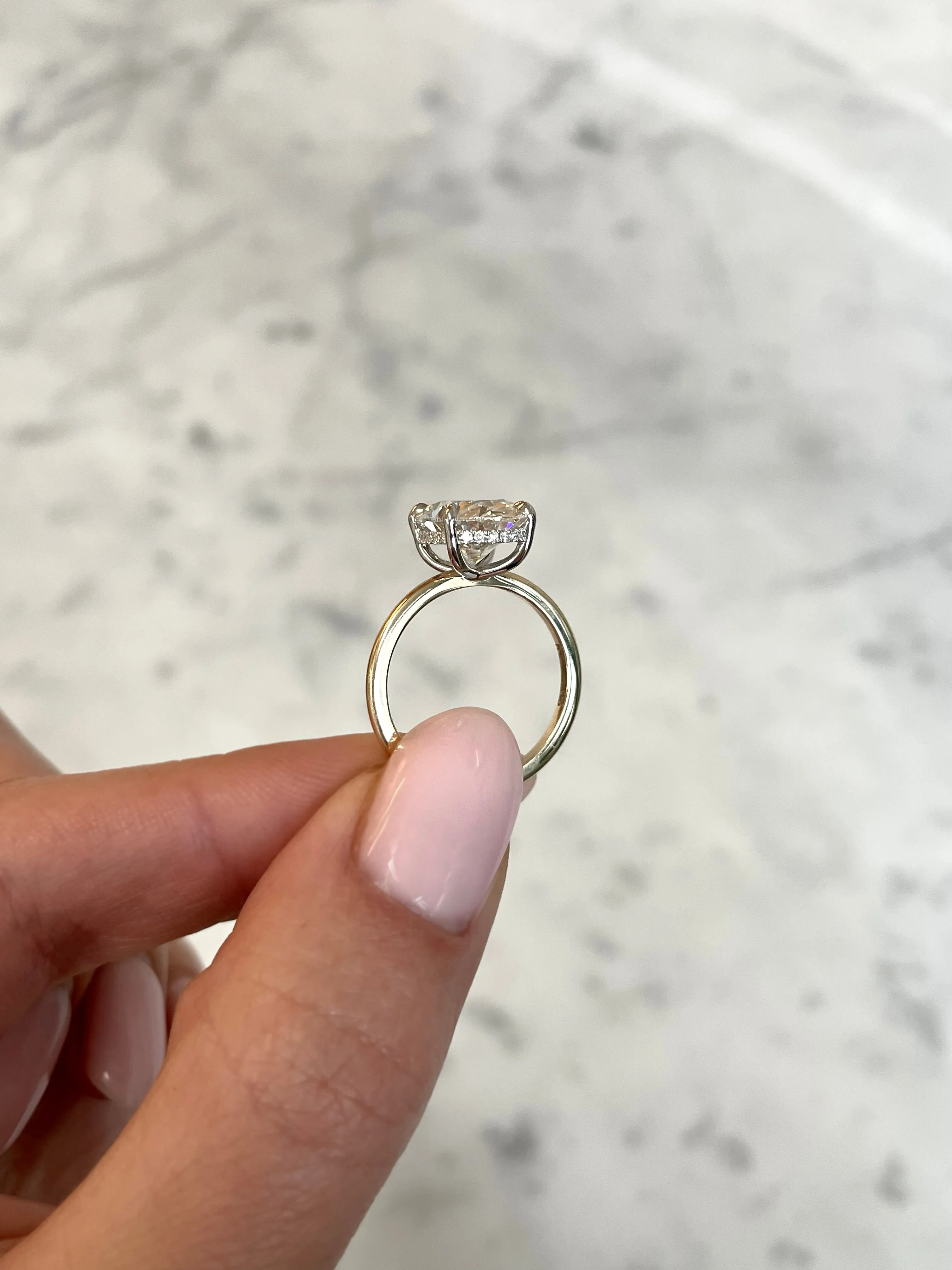 4.06 Lab Grown Oval Whisper Thin® Hidden Halo
