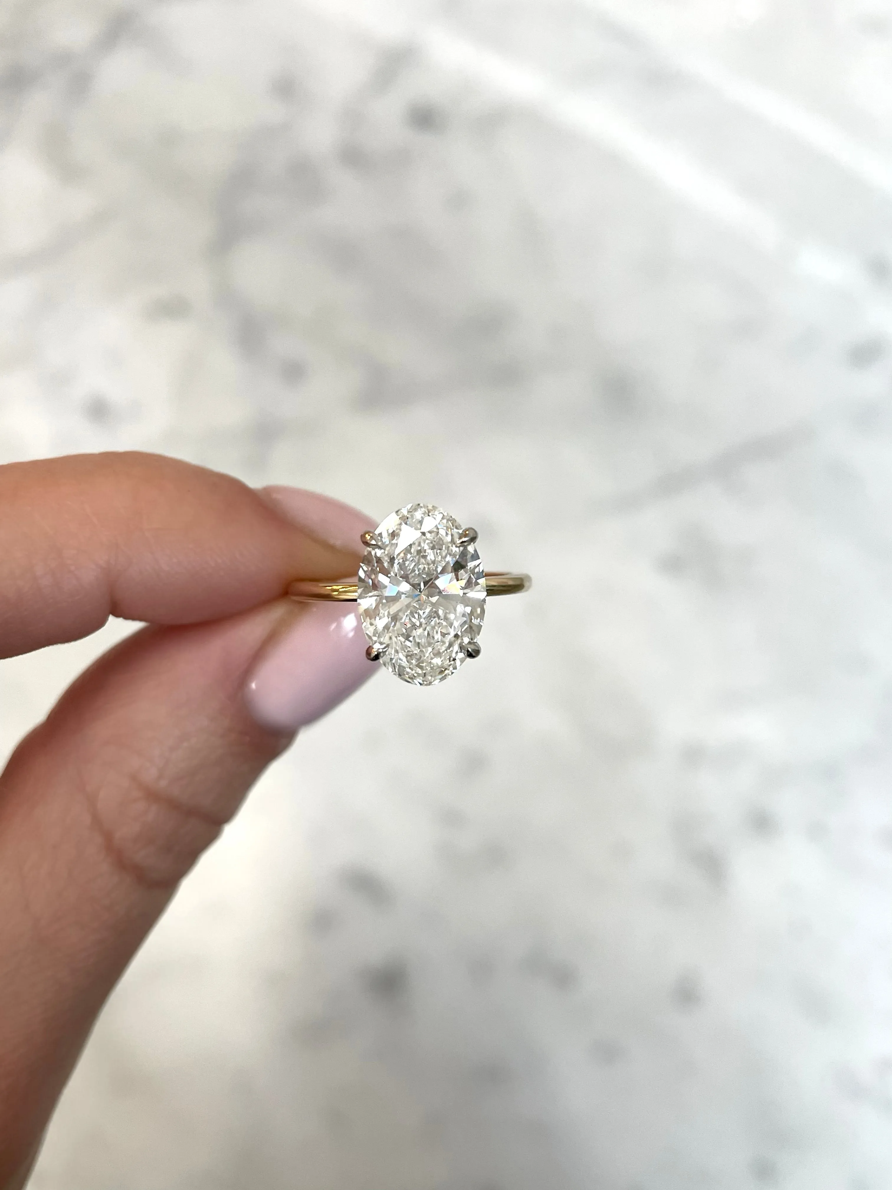 4.06 Lab Grown Oval Whisper Thin® Hidden Halo