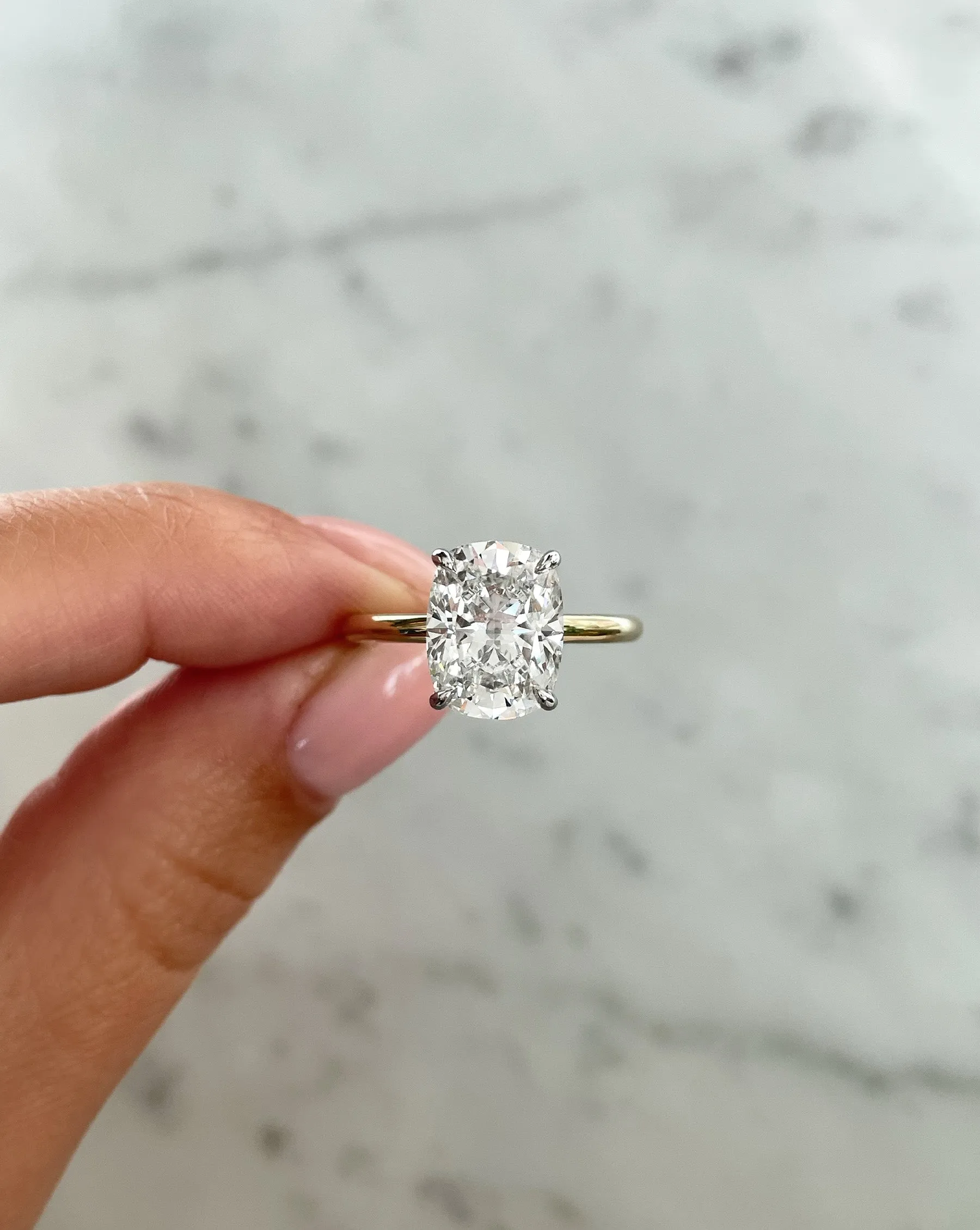 4.08 Lab Grown Cushion Cloud Solitaire