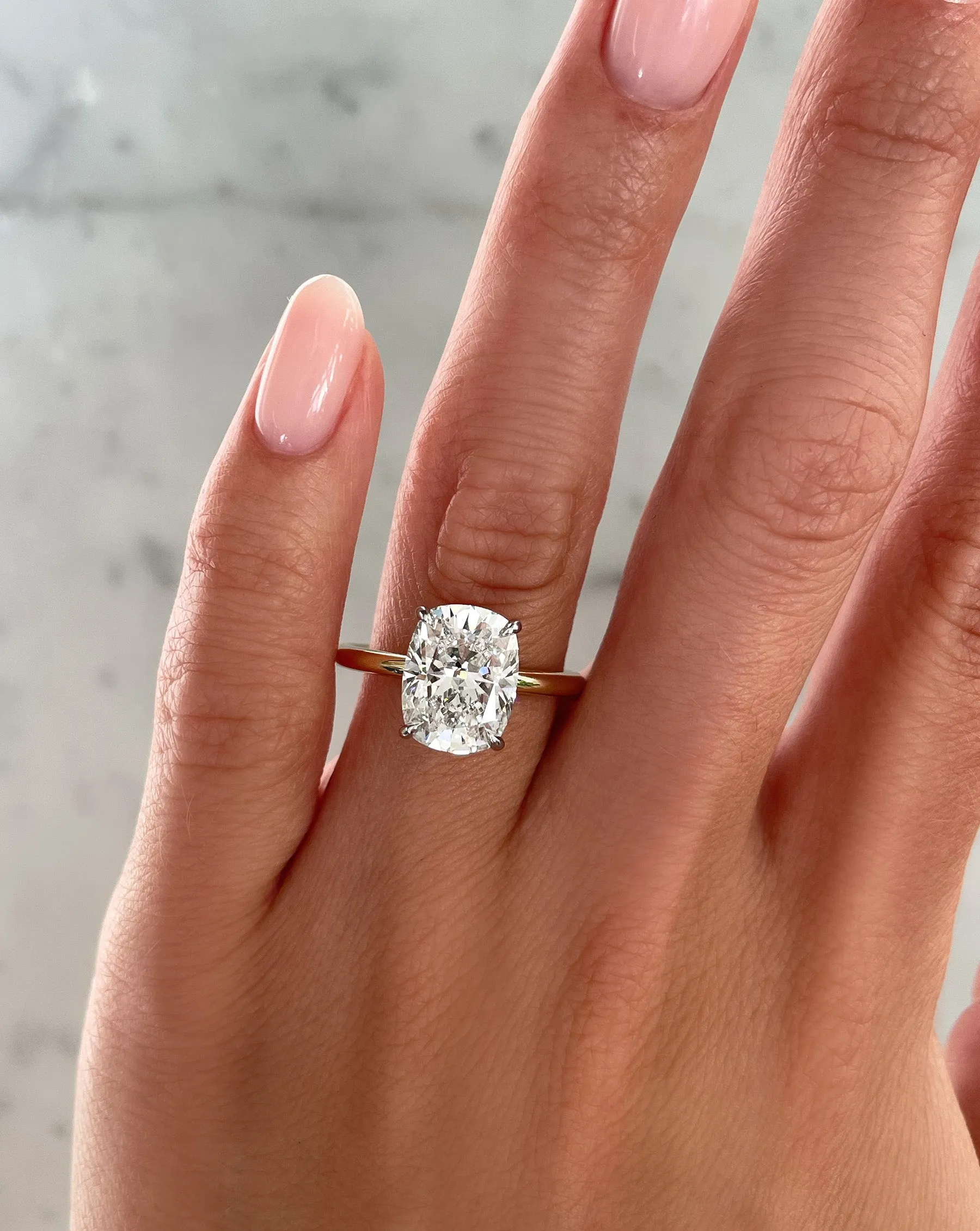4.08 Lab Grown Cushion Cloud Solitaire