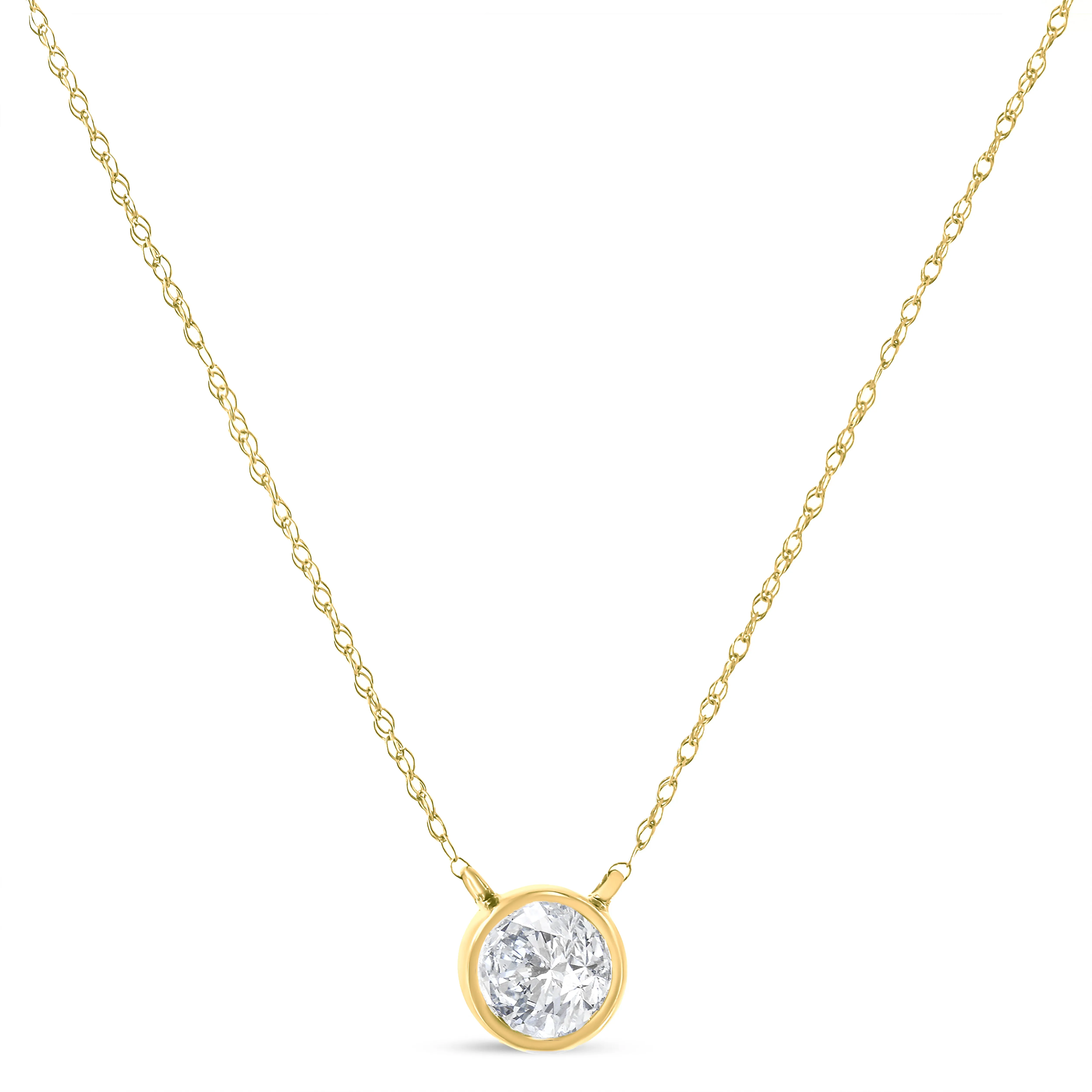 .925 Sterling Silver Round-Cut Diamond Bezel 18 Pendant Necklace