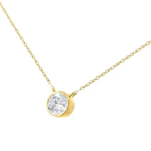 .925 Sterling Silver Round-Cut Diamond Bezel 18 Pendant Necklace