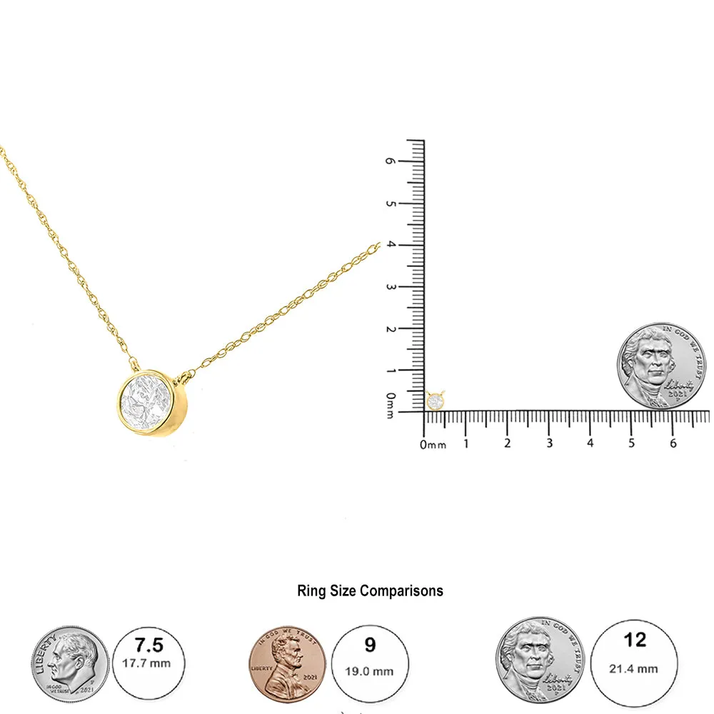 .925 Sterling Silver Round-Cut Diamond Bezel 18 Pendant Necklace