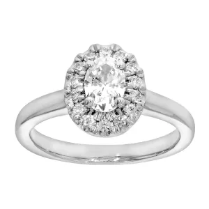 9ct White Gold 1 Carat Diamond Ring with Oval Centre Diamond