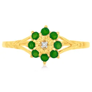 9ct Yellow Gold 0.45 Carat Natural Emerald & Diamonds Ring