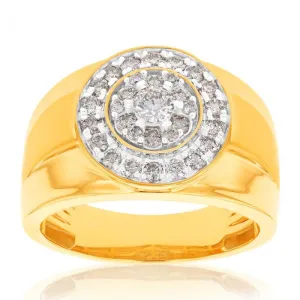 9ct Yellow Gold 1 Carat Diamond Gents Ring