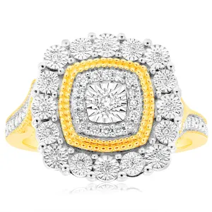 9ct Yellow Gold 1/6 Carat Diamond Dress Ring