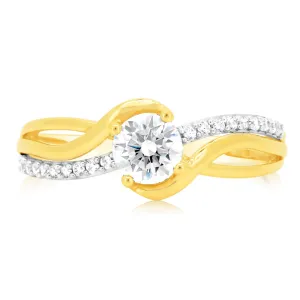 9ct Yellow Gold 19 Cubic Zirconia Ring