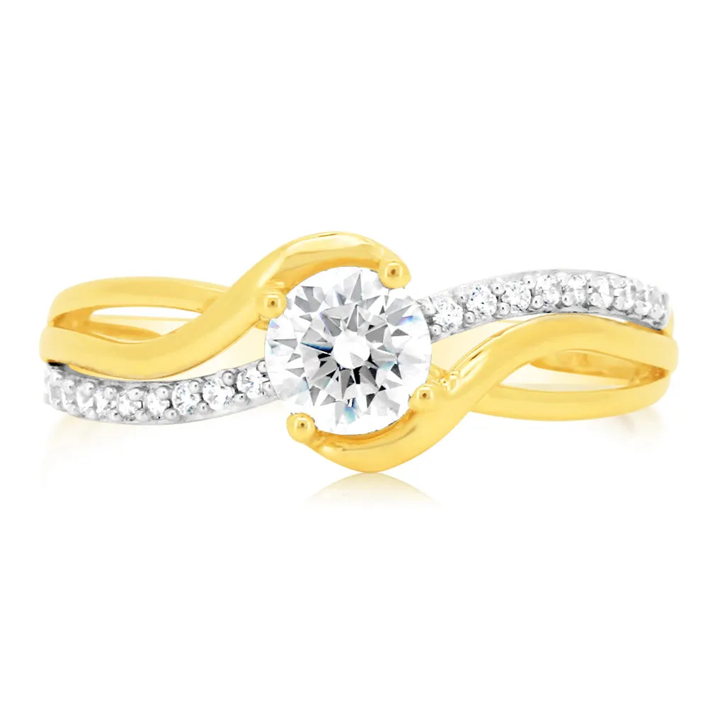 9ct Yellow Gold 19 Cubic Zirconia Ring