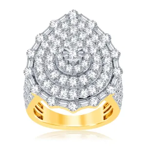 9ct Yellow Gold 3 Carat Diamond Pear Shape Cluster Ring with Brilliant Diamonds