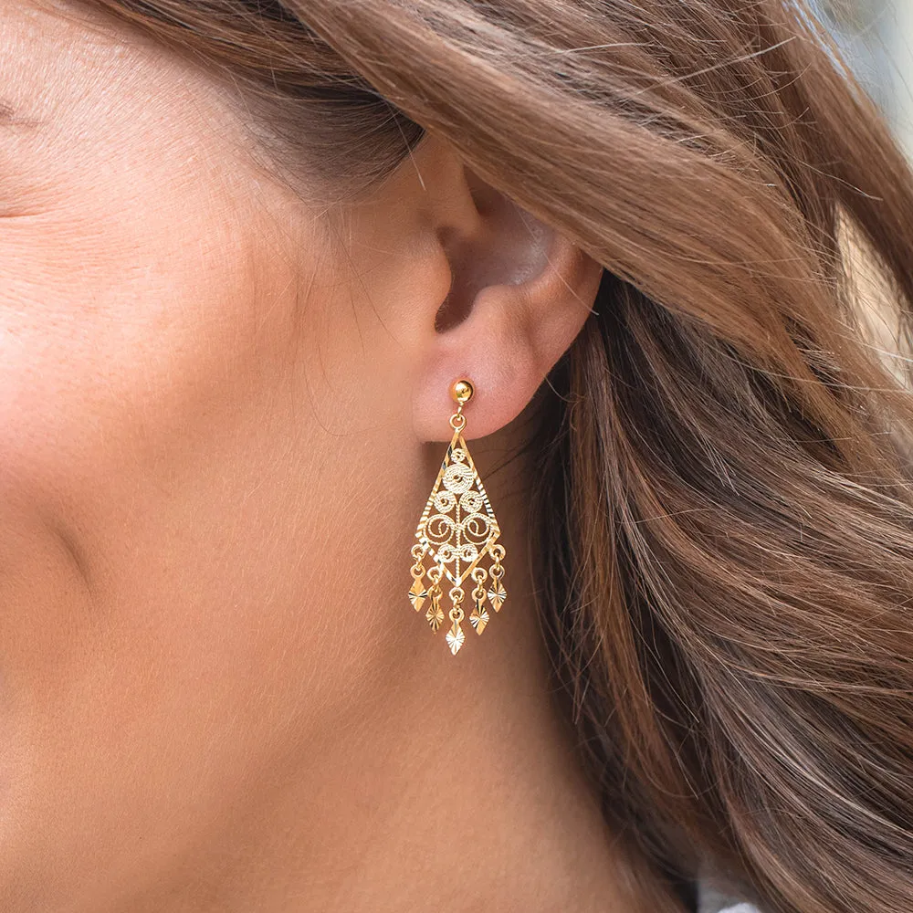 9ct Yellow Gold Chandelier Drop Earrings
