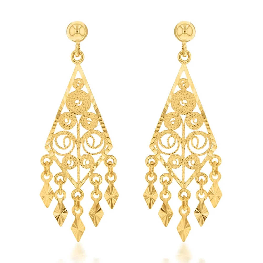 9ct Yellow Gold Chandelier Drop Earrings